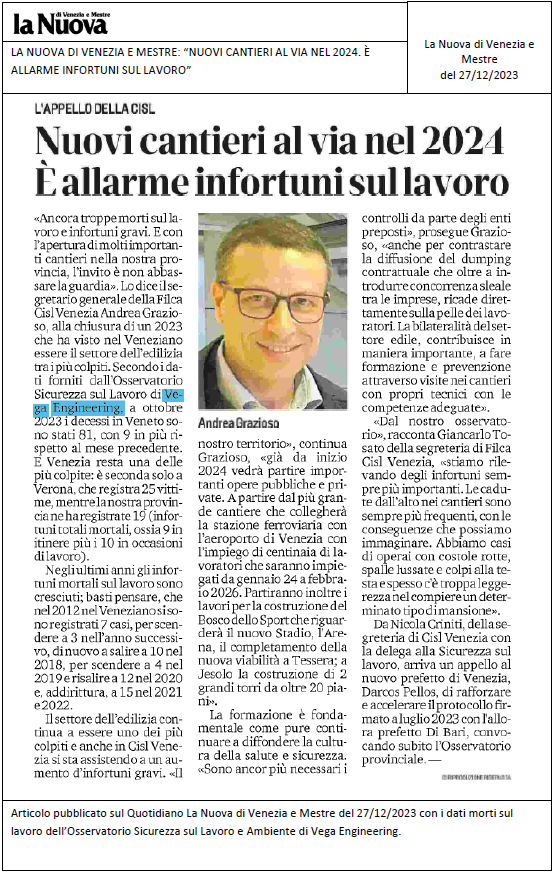 La Nuova Di Venezia E Mestre Nuovi Cantieri Al Via Nel 2024 È Allarme Infortuni Sul Lavoro 2479